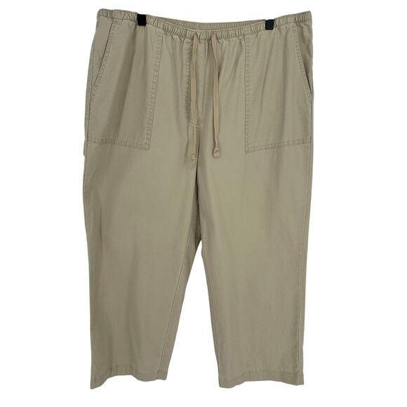 L.L. Bean Tan Capris Drawstring Waist Lightweight Fabric Stretch Breathable L - Picture 1 of 9